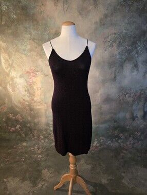 Vintage Y2K Black Red Tinsel Disco Rave Vibe S